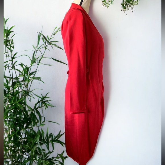 Vintage Tom & Linda Platt For Saks 5th Avenue Tootsies Red Wrap Dress Size Small - Picture 3 of 13